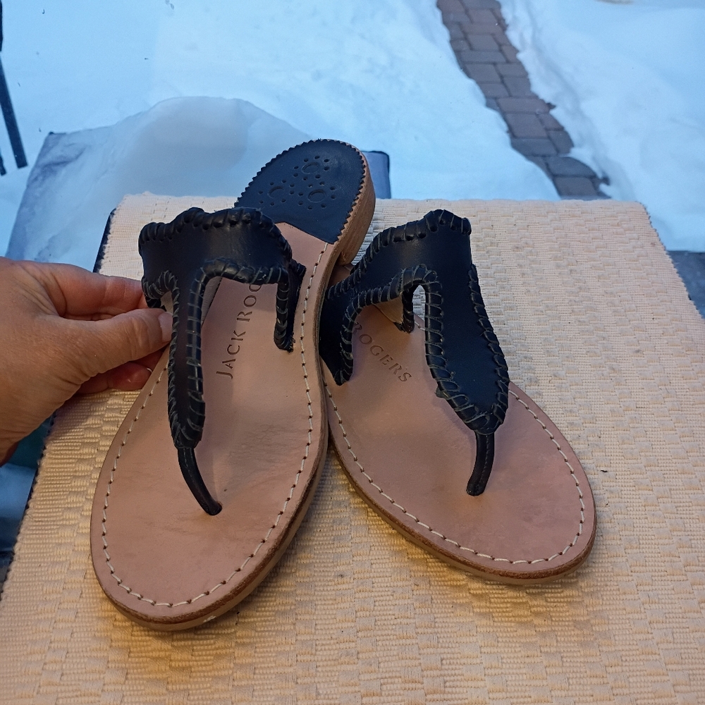 Jack Rogers Midnight Blue Leather Sandals - Picture 4 of 9